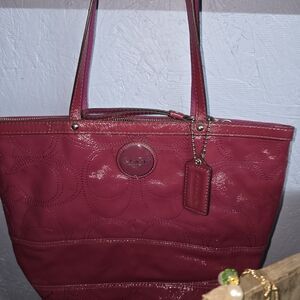 Coach Fuchsia Embossed Tote Bag